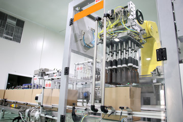 Close up Beverage bottle sorting machine