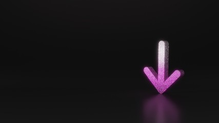 science glitter symbol of down arrow icon 3D rendering