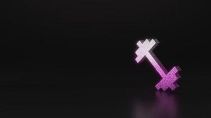 science glitter symbol of dumbbell icon 3D rendering