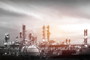 Manufacturing of petroleum industrial plant with black and white effects
