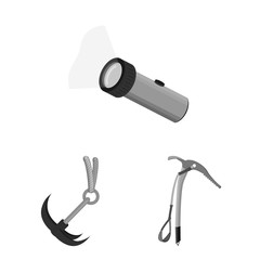 Isolated object of mountaineering and peak logo. Collection of mountaineering and camp stock symbol for web.