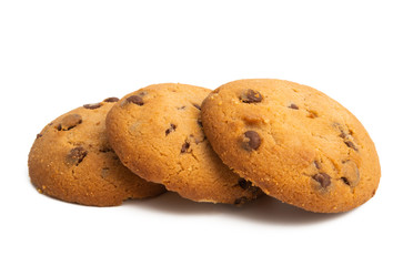chocolate chip cookies with orange cream isolated