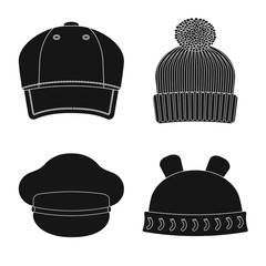 Isolated object of headgear and cap logo. Set of headgear and accessory vector icon for stock.