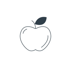 Apple line art icon. Isolated white background.