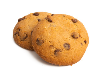 chocolate chip cookies with orange cream isolated