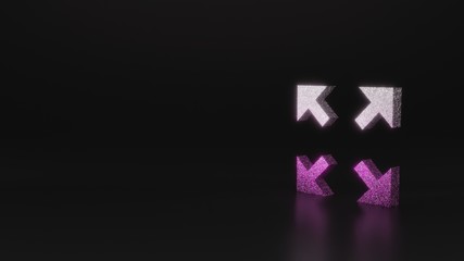 science glitter symbol of expand icon 3D rendering