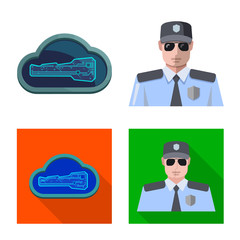 Vector design of virus and secure icon. Set of virus and cyber stock symbol for web.