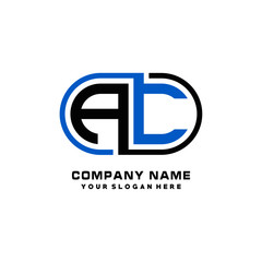 AC initial letters looping linked oval elegant logo blue, black
