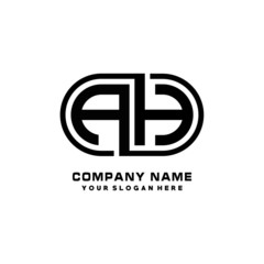 Obraz premium AH initial letters looping linked oval elegant logo blue, black