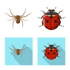 Isolated object of insect and fly icon. Collection of insect and element stock vector illustration.