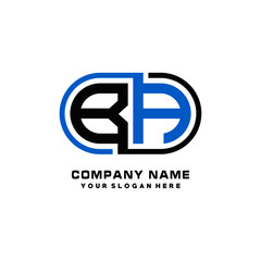 BA initial letters looping linked oval elegant logo blue, black