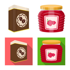 Isolated object of can and food logo. Set of can and package stock vector illustration.