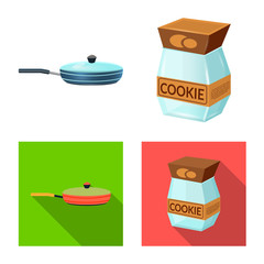 Vector design of kitchen and cook logo. Collection of kitchen and appliance stock vector illustration.