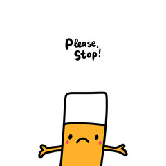 Please stop hand drawn vector illustration in cartoon comic style health protection poster