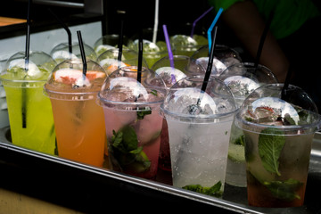 fruit refreshing drinks with mint