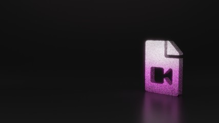 science glitter symbol of file video icon 3D rendering