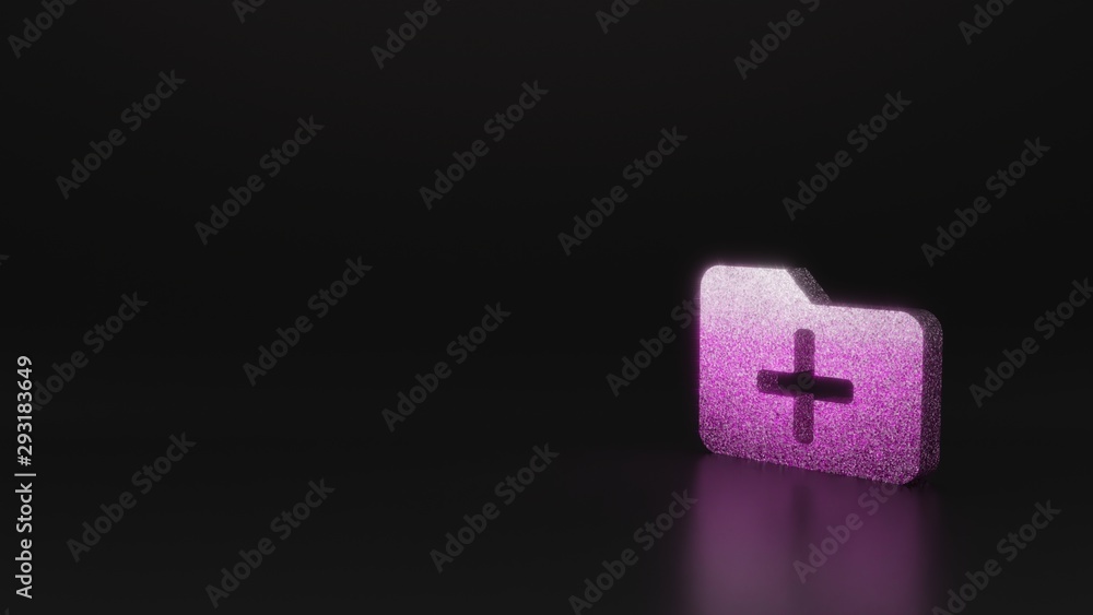 Poster science glitter symbol of folder plus icon 3d rendering