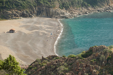 Beach landscape on the West Coast of Cap Corse, Corsica, France.