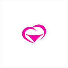 Hot girl, male and female pair of simple, modern logo designs with pink color and heart lines