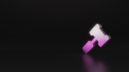 science glitter symbol of gavel icon 3D rendering