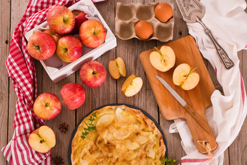 Apple tart with sugar cinnamon topping. 