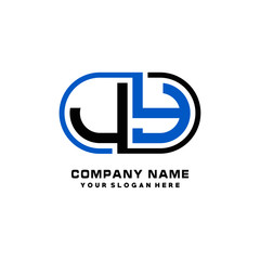 JY initial letters looping linked oval elegant logo blue, black