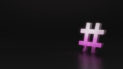Obraz premium science glitter symbol of hashtag icon 3D rendering