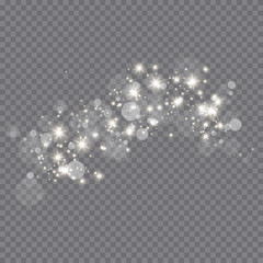 Glow light effect. Cloud of glittering dust. Vector illustration. Christmas flash Concept