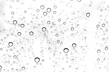 Rain drops on window glasses surface Natural Pattern of raindrops. Natural pattern of raindrops on white background for your design.