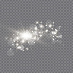Glow light effect. Cloud of glittering dust. Vector illustration. Christmas flash Concept