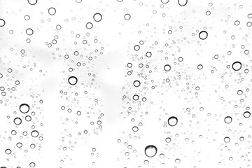 Rain drops on window glasses surface Natural Pattern of raindrops. Natural pattern of raindrops on white background for your design.