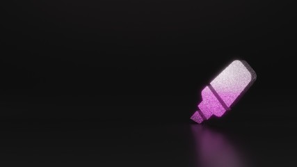 science glitter symbol of highlighter icon 3D rendering