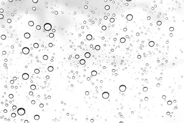 Rain drops on window glasses surface Natural Pattern of raindrops. Natural pattern of raindrops on white background for your design.