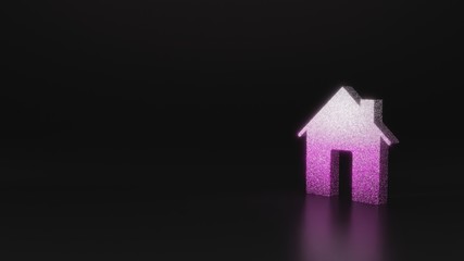science glitter symbol of home icon 3D rendering