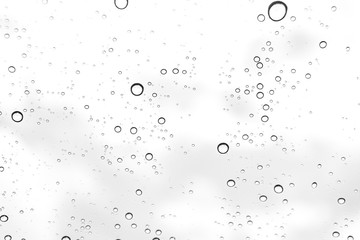 Rain drops on window glasses surface Natural Pattern of raindrops. Natural pattern of raindrops on white background for your design.