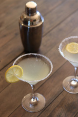 Lemon Drop Martini with shaker