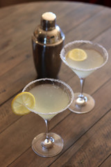 Lemon Drop Martini with shaker