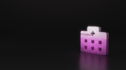 science glitter symbol of hospital  icon 3D rendering