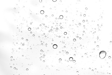 Rain drops on window glasses surface Natural Pattern of raindrops. Natural pattern of raindrops on white background for your design.