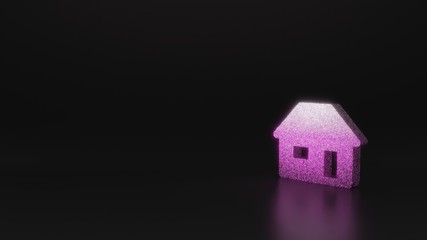 science glitter symbol of house  icon 3D rendering