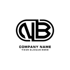 NB initial letters looping linked oval elegant logo blue, black