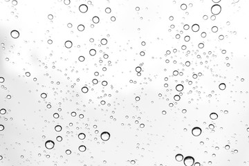Rain drops on window glasses surface Natural Pattern of raindrops. Natural pattern of raindrops on white background for your design.