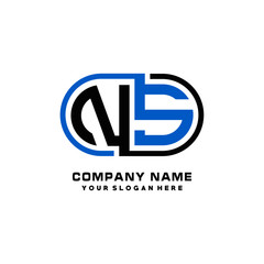 NS initial letters looping linked oval elegant logo blue, black