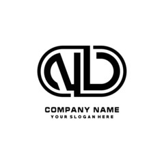 NV initial letters looping linked oval elegant logo blue, black