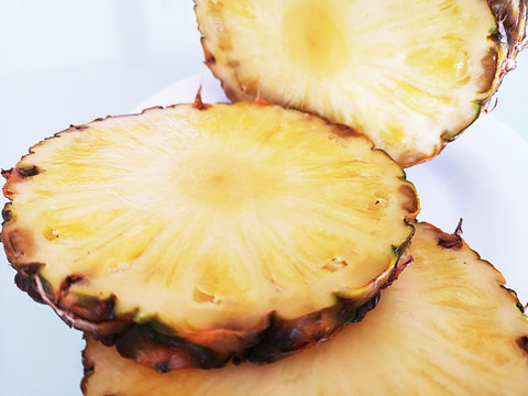 Close-up of pineapple slices