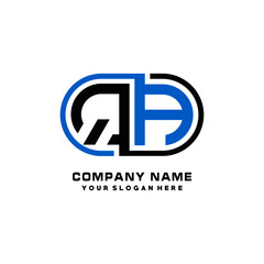 QA initial letters looping linked oval elegant logo blue, black