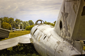 Old military equipment. Abstract photo. Old plane