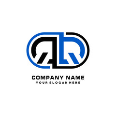 QQ initial letters looping linked oval elegant logo blue, black