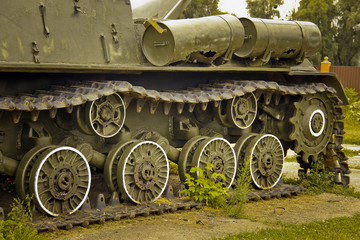 Fototapeta na wymiar Old military equipment. Abstract photo. Old tank