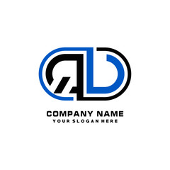 Obraz premium QU initial letters looping linked oval elegant logo blue, black